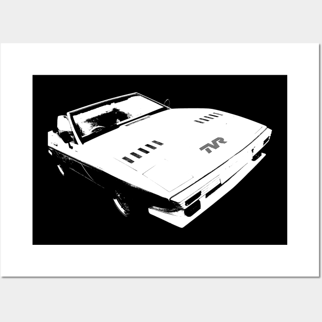 TVR Tasmin 1980s classic car white monoblock Wall Art by soitwouldseem